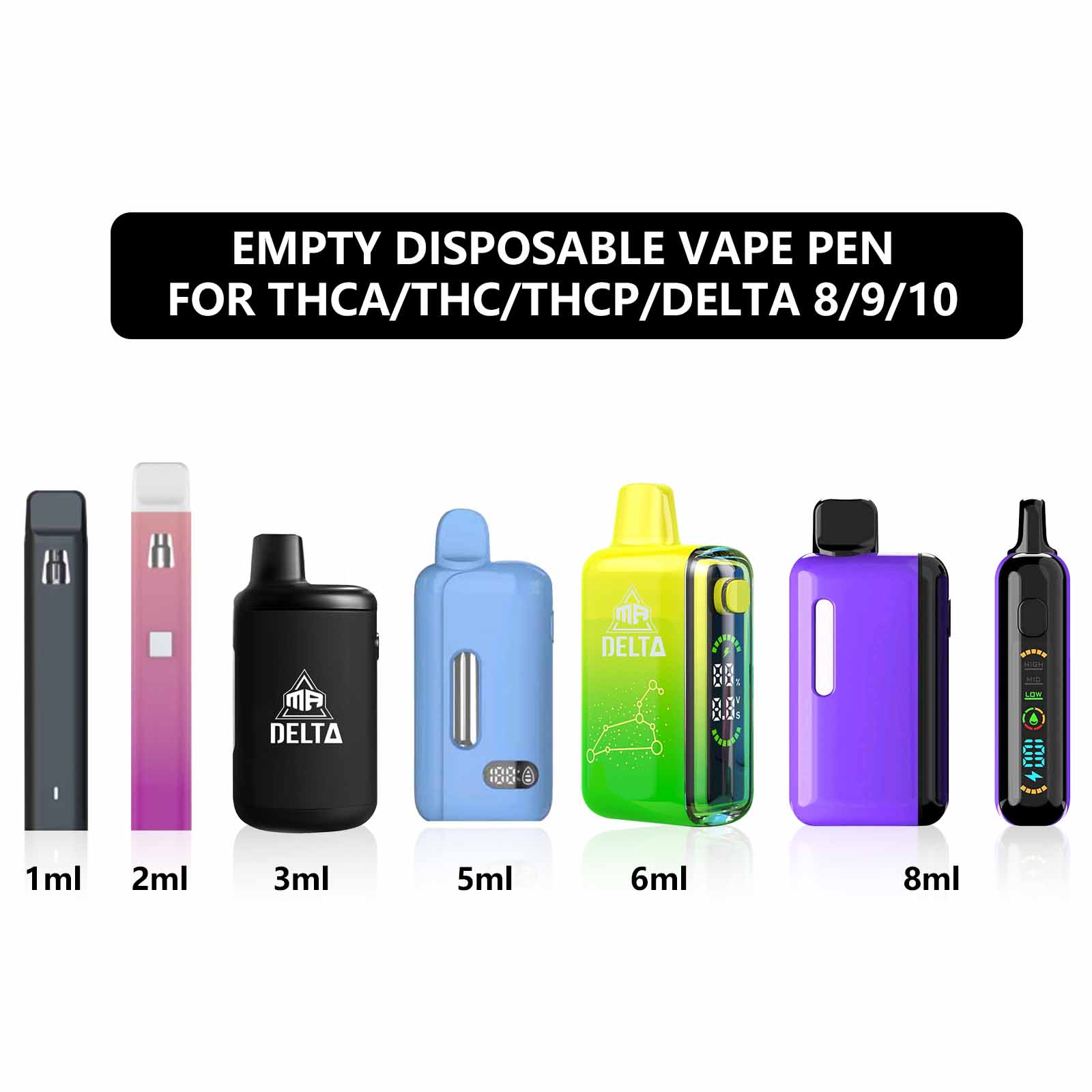 Empty Disposable Vape Pen For THCA/THC/THCP/DELTA 8/9/10